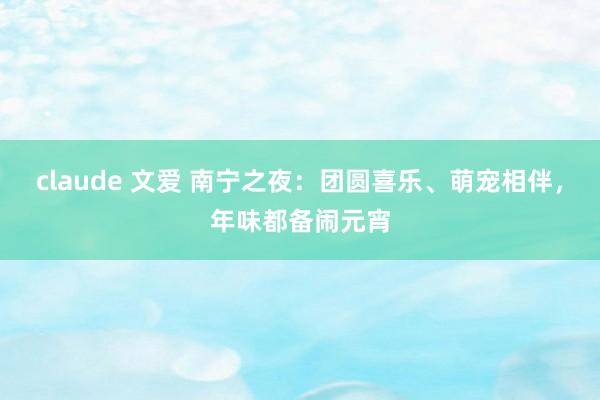 claude 文爱 南宁之夜：团圆喜乐、萌宠相伴，年味都备闹元宵